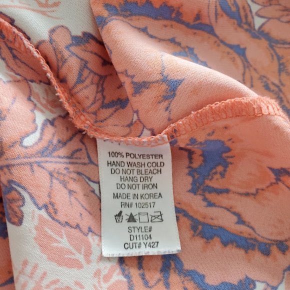 Orange Floral Elastic Waist Dress - Picture 5 of 5